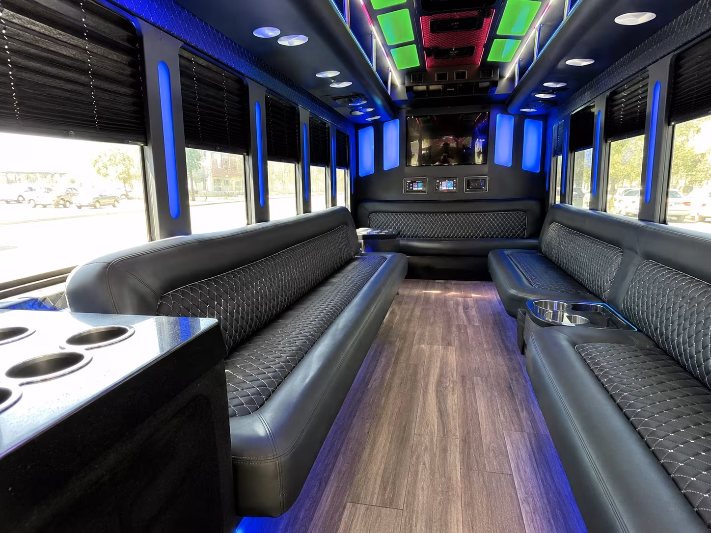 cedar park 15 passenger party bus inside