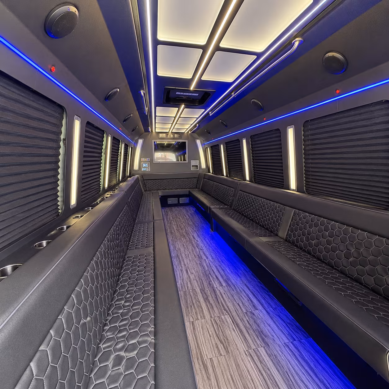 cedar park 30 passenger party bus interior