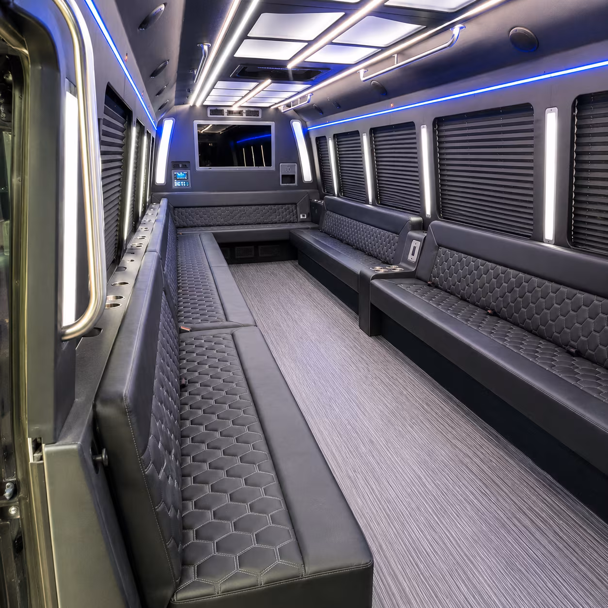 cedar park 40 passenger party bus interior
