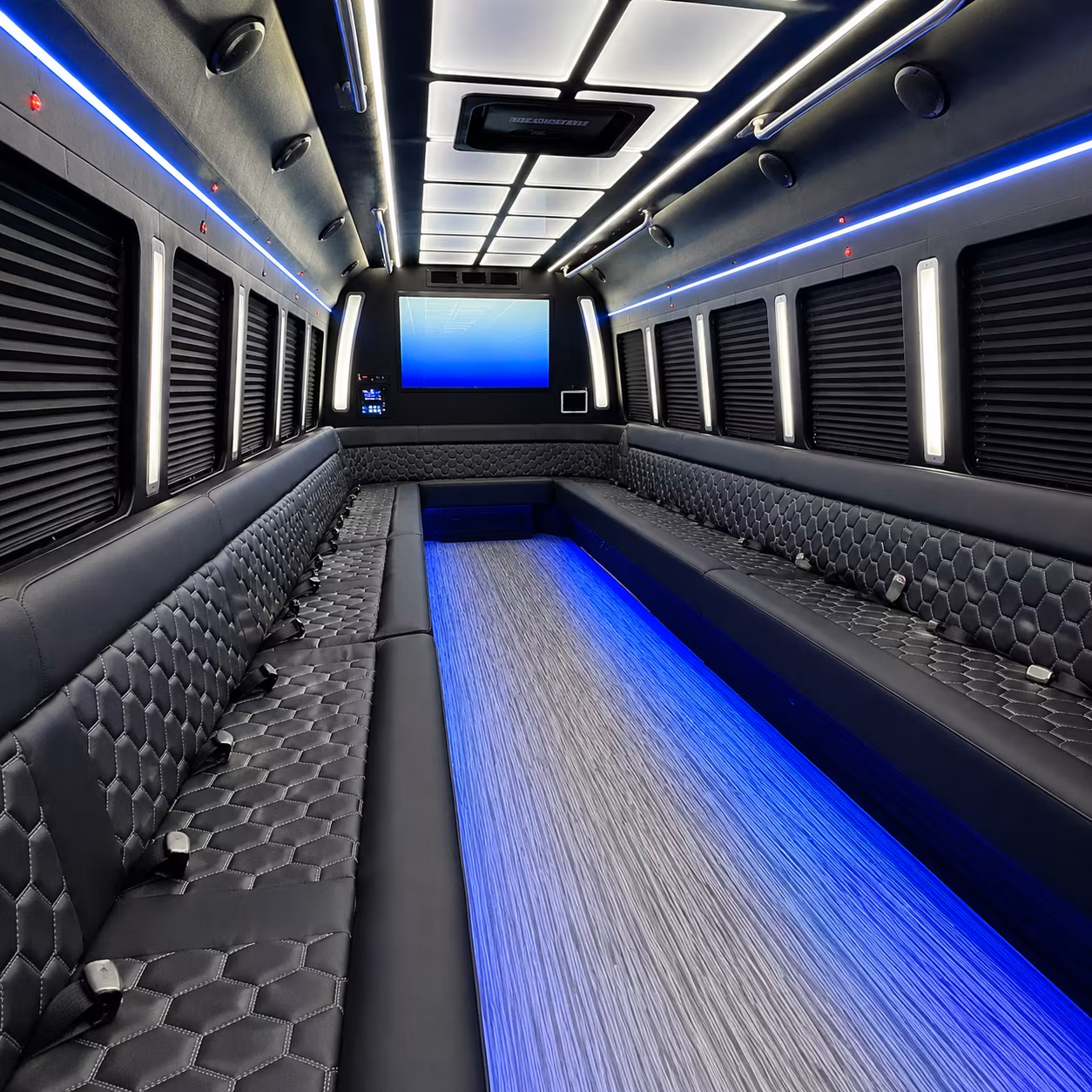 cedar park 50 passenger party bus inside