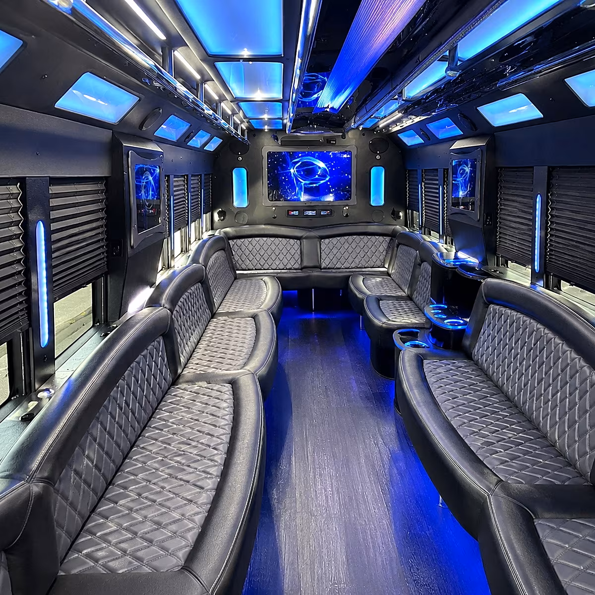 cedar park 50 passenger party bus interior